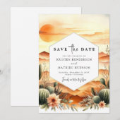 Save The Date Mariage de cactus classique modifiable (Devant / Derrière)