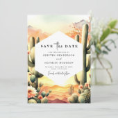 Save The Date Mariage de cactus d'aquarelle du désert (Debout devant)