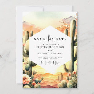 Save The Date Mariage de cactus d'aquarelle du désert