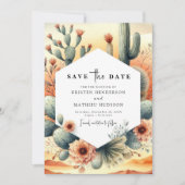 Save The Date Mariage de cactus d'aquarelle terrestre (Devant)