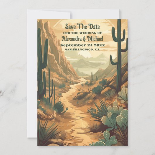 Save The Date Mariage de Cactus du désert (Devant)