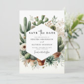 Save The Date Mariage de cactus élégant et imprimable (Debout devant)