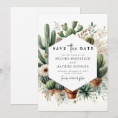 Save The Date Mariage de cactus élégant et imprimable (Devant / Derrière)
