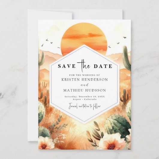 Save The Date Mariage de cactus numériques romantiques (Devant)