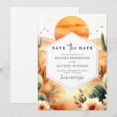 Save The Date Mariage de cactus numériques romantiques (Devant / Derrière)