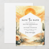 Save The Date Mariage de cactus occidental minimal (Devant / Derrière)