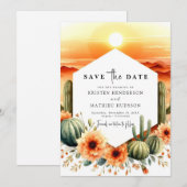 Save The Date Mariage de cactus romantique à imprimer (Devant / Derrière)