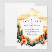 Save The Date Mariage de cactus rustique modifiable (Devant / Derrière)