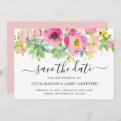 Save The Date Mariage de cactus succulents floraux rose vif mode (Devant / Derrière)
