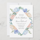 Save The Date Mariage de cadre bleu et rose floral Dusty (Devant)