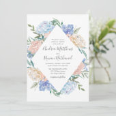Save The Date Mariage de cadre bleu et rose floral Dusty (Debout devant)