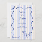 Save The Date Mariage de cadre de gribouillis bleu (Devant)