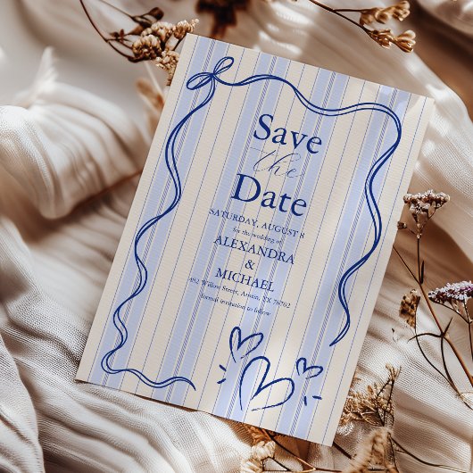 Save The Date Mariage de cadre de gribouillis bleu