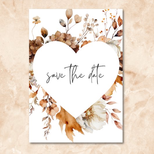 Save The Date Mariage de cadre floral neutre à automne moderne