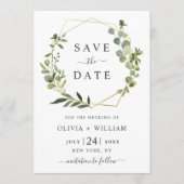 Save The Date Mariage de cadre géométrique floral Eucalyptus mod (Devant)