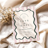 Save The Date Mariage de cadre ondulé rose Doodle