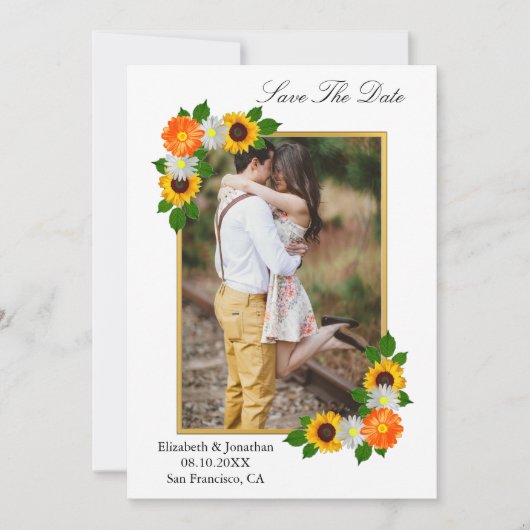 Save The Date Mariage de cadre or floral (Devant)