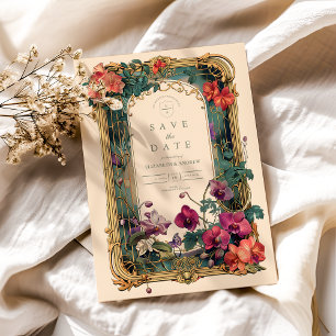 Save The Date Mariage de cadre orchidée Art nouveau