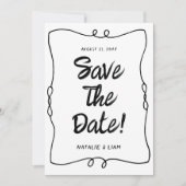 Save The Date Mariage de cadre unique rétro rétro écrit main mod (Devant)