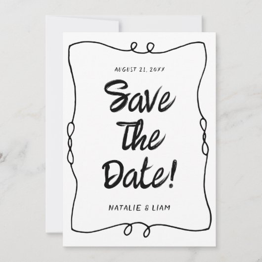 Save The Date Mariage de cadre unique rétro rétro écrit main mod (Devant)