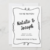 Save The Date Mariage de cadre unique rétro rétro écrit main mod (Dos)