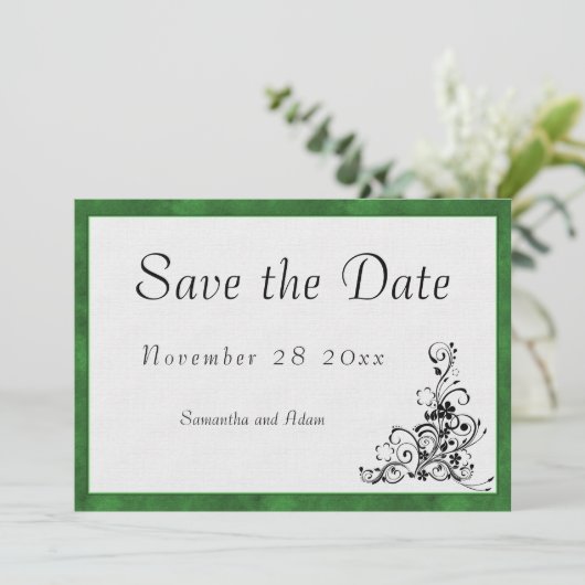 Save The Date Mariage de cadre vert Elegance moderne (Debout devant)