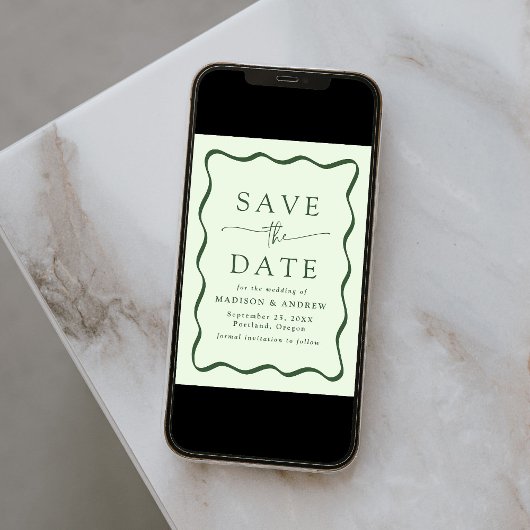 Save The Date Mariage de cadre vert moderne