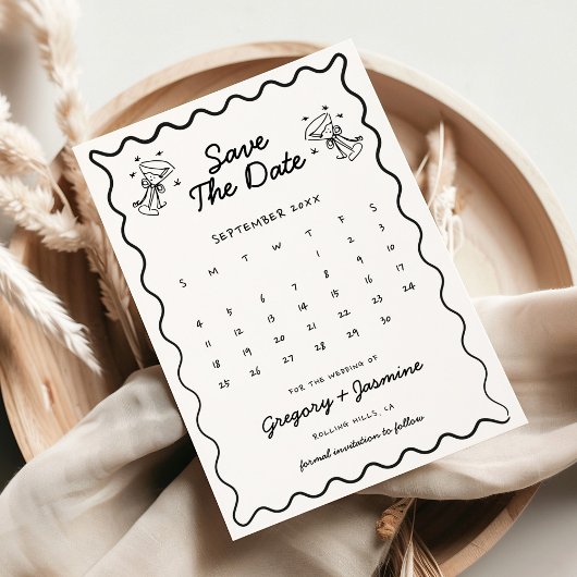 Save The Date Mariage de calendrier manuscrit manuscrit blanc
