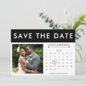Save The Date Mariage de calendrier photo noir et blanc (Debout devant)