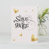 Save The Date Mariage de calligraphie à coeur doré doux  (Debout devant)