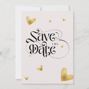 Save The Date Mariage de calligraphie à coeur doré doux