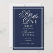 Save The Date Mariage de calligraphie bleue de luxe (Devant)