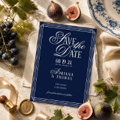 Save The Date Mariage de calligraphie bleue de luxe