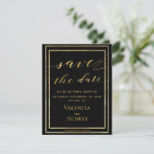 Save The Date Mariage de calligraphie de cadres noir et or (Debout devant)