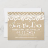 Save The Date Mariage de calligraphie de dentelle Kraft rustique (Devant)