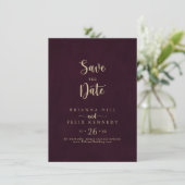 Save The Date Mariage de calligraphie de la Bourgogne d'or (Debout devant)