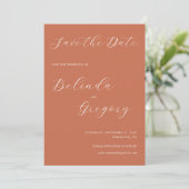 Save The Date Mariage de calligraphie de script élégant en terre (Debout devant)