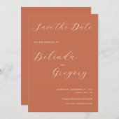 Save The Date Mariage de calligraphie de script élégant en terre (Devant / Derrière)
