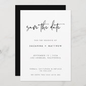 Save The Date Mariage de calligraphie manuscrite noir moderne (Devant / Derrière)