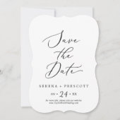 Save The Date Mariage de calligraphie noir délicat (Devant)