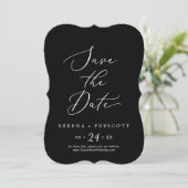 Save The Date Mariage de calligraphie noir foncé (Debout devant)