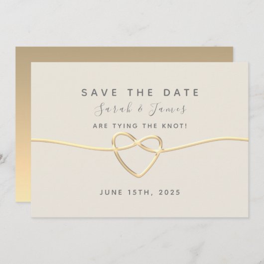 Save The Date Mariage de calligraphie or (Devant / Derrière)