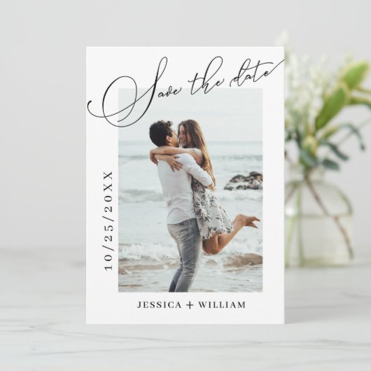 Save The Date Mariage de calligraphie tout simplement élégant Ph (Debout devant)