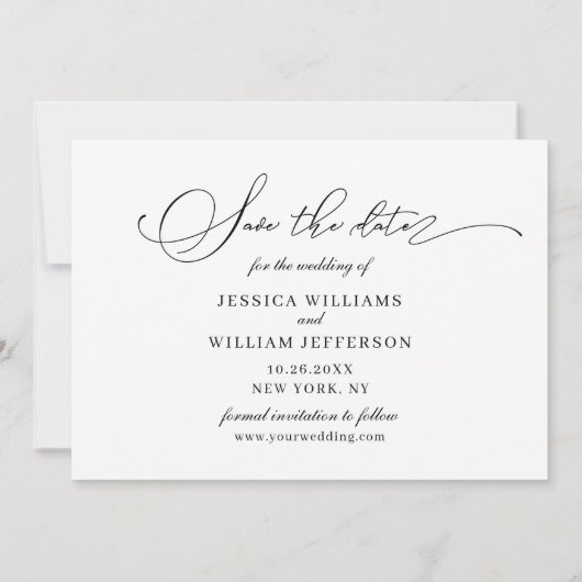 Save The Date Mariage de calligraphie tout simplement élégant Ph (Dos)