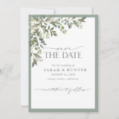 Save The Date Mariage de calligraphie végétale Eucalyptus (Devant)