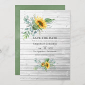 Save The Date Mariage de campagne rustique de tournesol boho euc (Devant / Derrière)