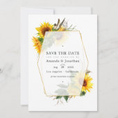 Save The Date Mariage de campagne rustique tournesol géométrique (Devant)