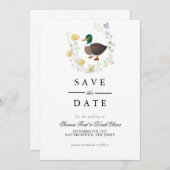 Save The Date Mariage de canard colvert aux fleurs sauvages (Devant / Derrière)