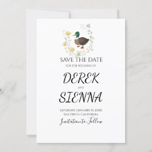 Save The Date Mariage de canard colvert aux fleurs sauvages, Enr