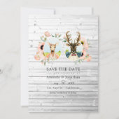 Save The Date Mariage de cerfs de forêt rustique fantaisiste (Devant)